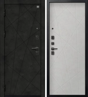 Дверь V-16 Черный муар + Бетон темный - Бетон светлый