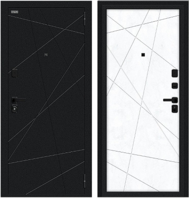 Дверь Браво Граффити-5/SBlack Букле черное/Snow Art