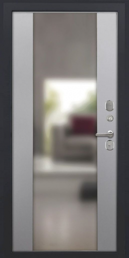 Входная дверь ДвериПРО L Термо Алиса (16мм, ПВХ софт грей, зеркало) DPRO197905 внутренняя сторона